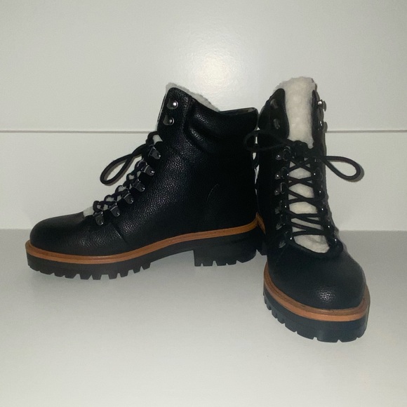 Marc Fisher Shoes - Marc Fisher Leather Fur Tongue Hiker Boots